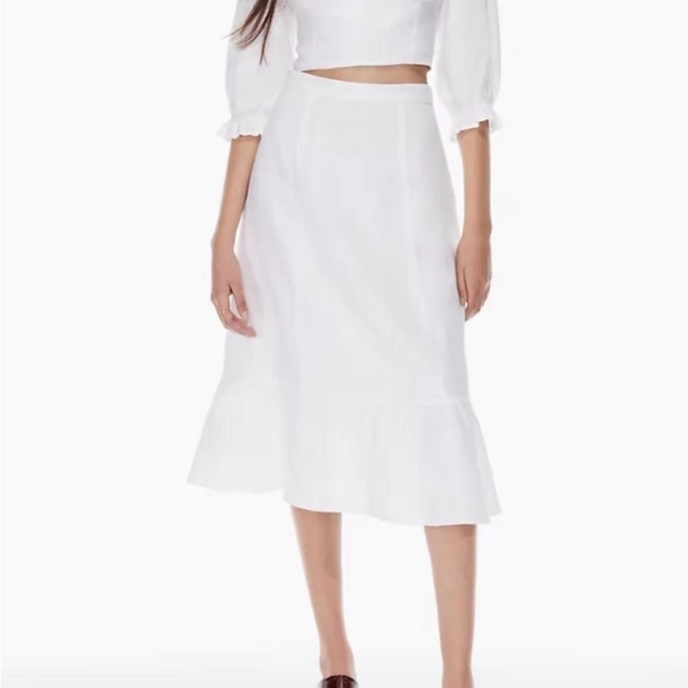 Wilfred Chariot White Linen Midi Skirt